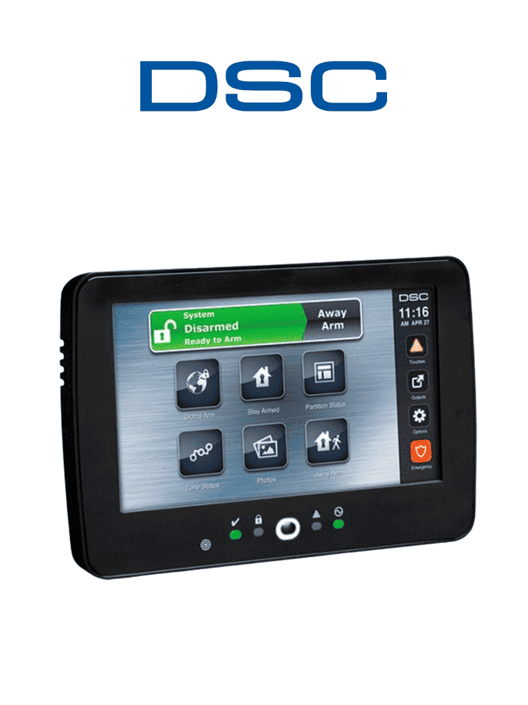 [HS2TCHPBLK N] DSC HS2TCHPBLK N - Teclado Cableado de Pantalla Táctil negro de 7’’ con Lector de Proximidad admite 128 zonas compatible con NEO