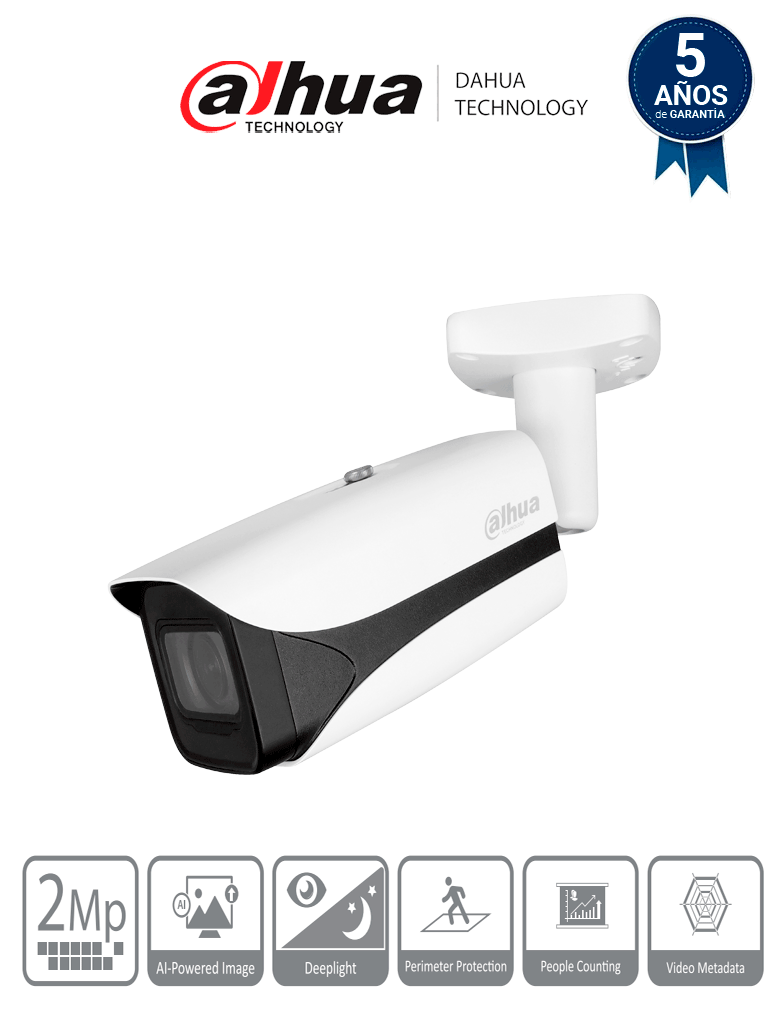 [DH-IPC-HFW5241E-ZE] DAHUA IPC-HFW5241E-ZE - Camara IP Bullet 2 MP/ WizMind S/ IA Face Detection/ IR 60 mts/ Motorizado 2.7 mm–13.5 mm/ Aprendizaje Profundo/ E&S Alarma y Audio/ SMD3.0/ IP67/ IK10