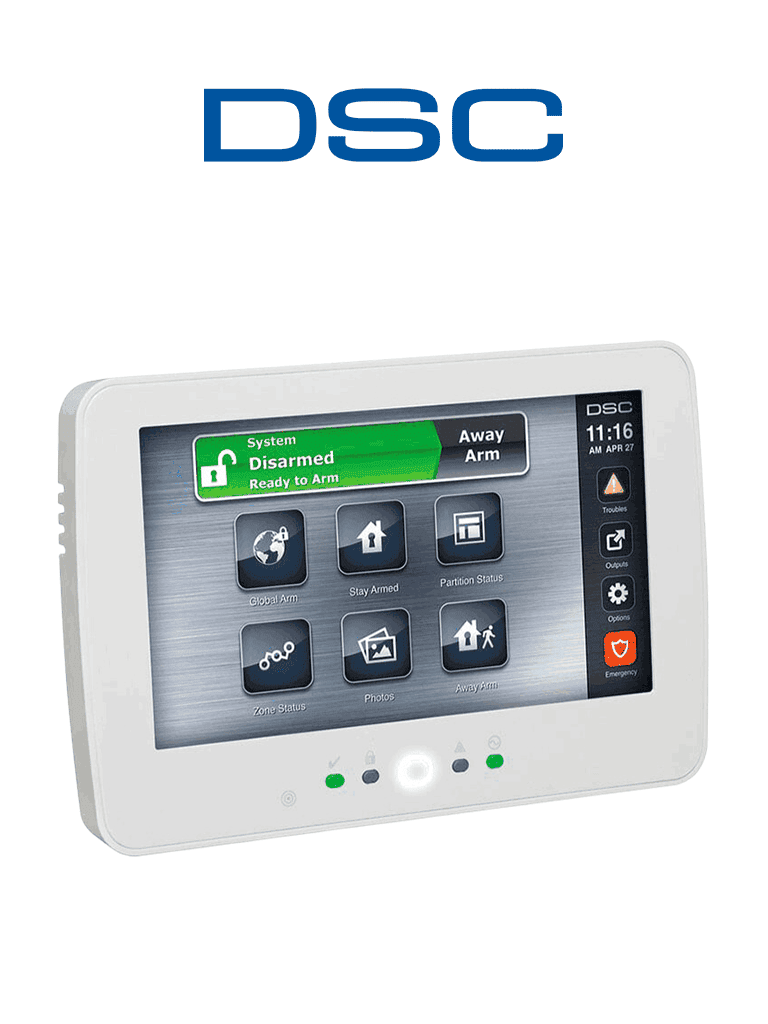 [HS2TCHPRO] DSC HS2TCHPRO - Teclado Cableado de Pantalla Táctil de 7’’  admite 248 zonas compatible con panel PRO