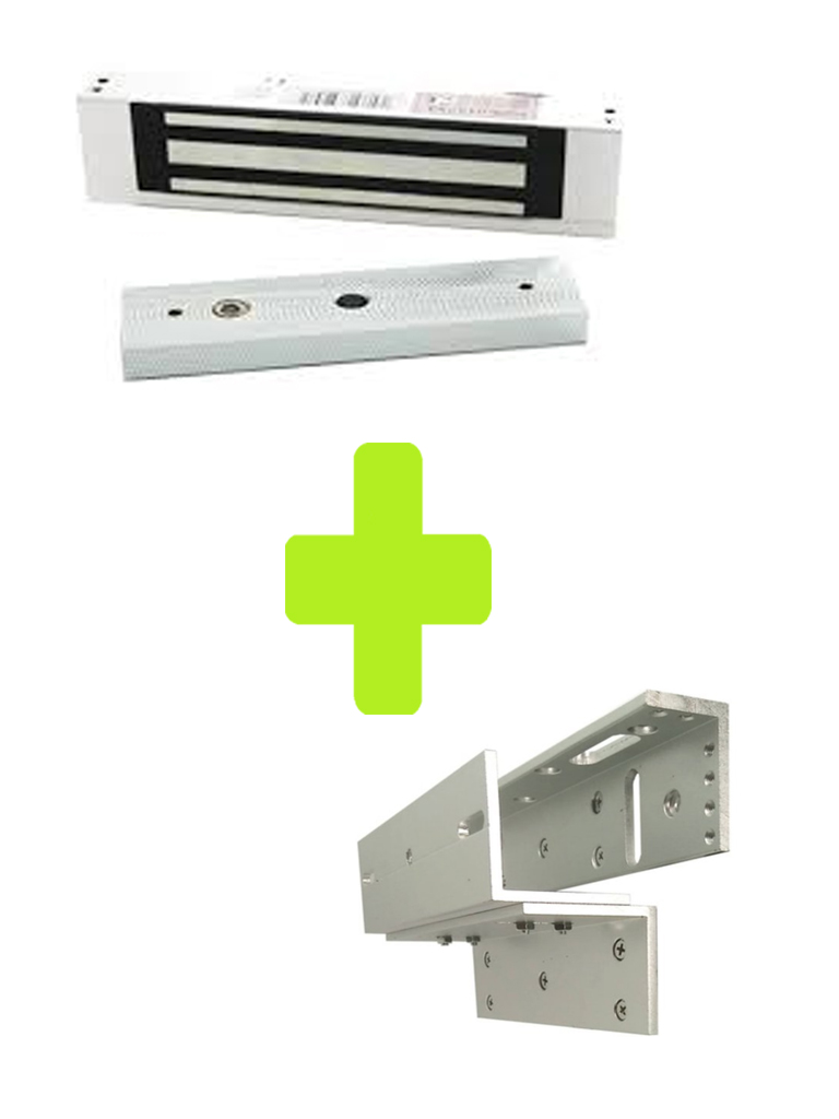 [LM1805 - LMB120ZL] ZKTECO LM120PAK - Paquete de contrachapa magnética de 120 kg, voltaje de 12VDC incluye soporte ZL para su instalación, compatible para puertas de madera y metal