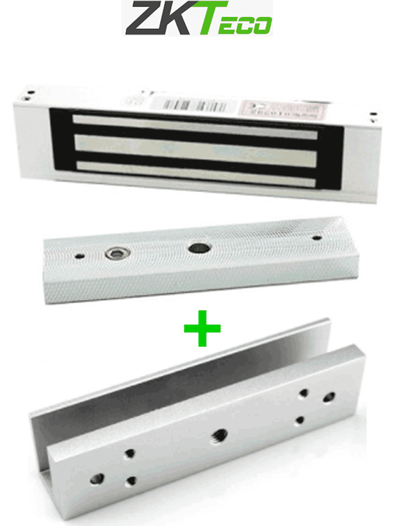 [LMB1805 + LMB-180U] ZKTECO LMB120SU - Paquete de contrachapa magnética de 120 Kg incluye soporte de fijación en U para instalación en puertas de vidrio o cristal templado