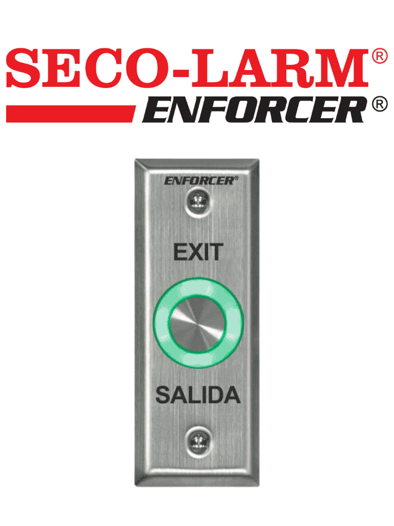 [SD-6176-SS1Q] Seco-Larm SD6176SS1Q - Botón de salida piezoeléctrico de acero inoxidable IP 65 con Luz LED verde / Salidas NO y NC