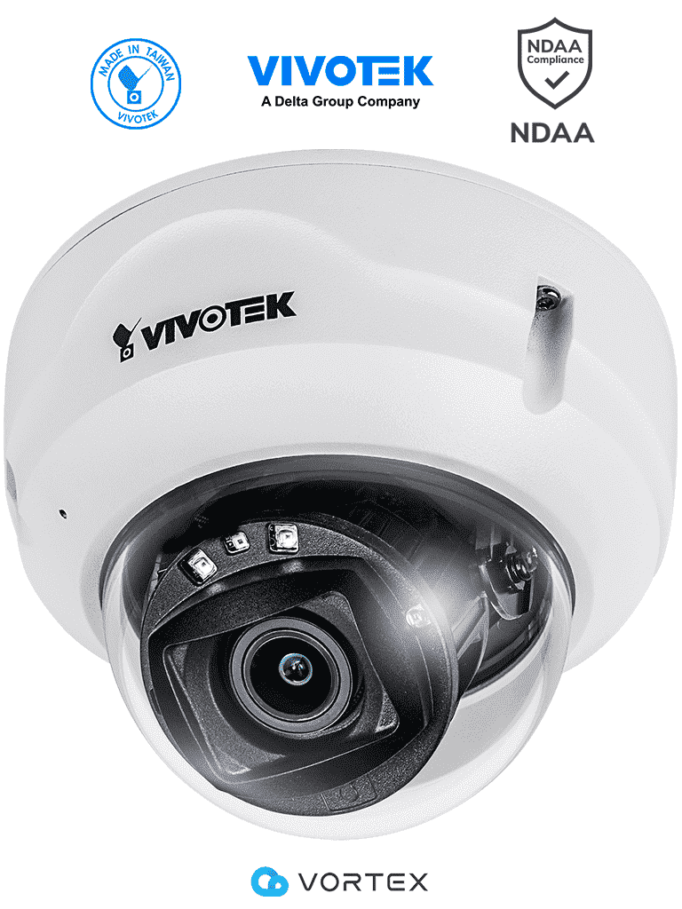 [FD839-EHTV] VIVOTEK FD839-EHTV - Cámara IP VORTEX Essential Series domo exterior 5 MP, lente varifocal 2.8-10mm, micrófono integrado, IR 30m, WDR Pro, IP66, IK10, NDAA, almacenamiento interno 256GB