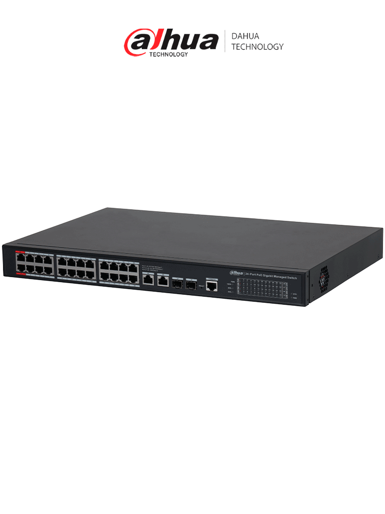 [DH-S4228-24GT-240] DAHUA DH-S4228-24GT-240 Switch PoE Gigabit Administrable con 24 puertos PoE, ideal para transmisión de larga distancia (hasta 250 m), perfecto para redes de Capa 2