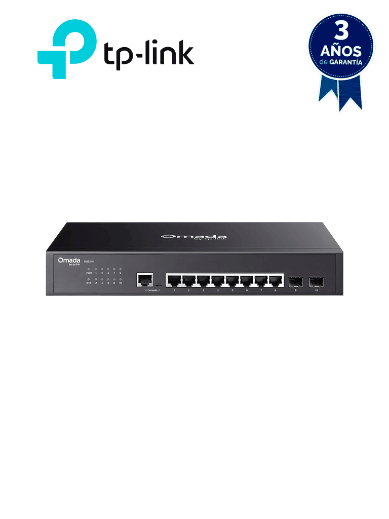 [SG3210] TP-LINK SG3210 - Switch JetStream administrable con 8 puertos 10/100/1000 Mbps y 2 puertos SFP, compatible con administración centralizada OMADA SDN.