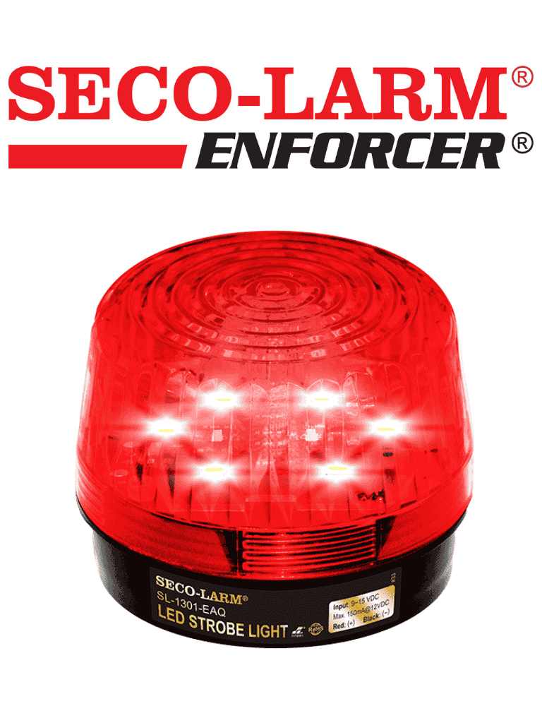 Seco-Larm SL1301EAQR -  Luz Estroboscópica LED Alámbrica, de 9 a 15 VDC, Roja Compatible IHORN / RISCO / DSC / BOSCH