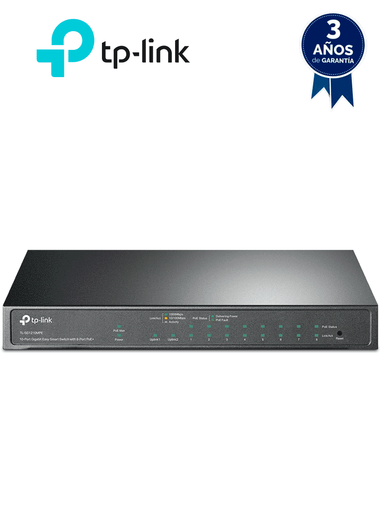 [TL-SG1210MPE] TP-LINK - TL-SG1210MPE - Switch Easy Smart 10 Puertos, 8 Puertos POE+