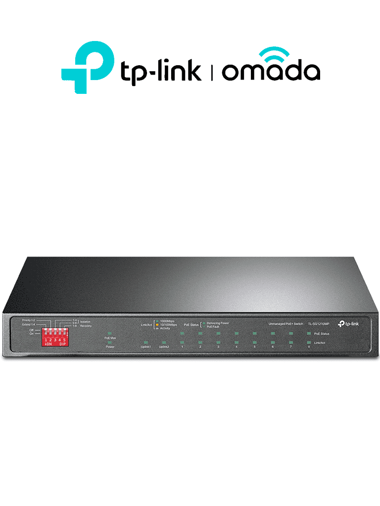 [TL-SG1210MP] TP-LINK - TL-SG1210MP - Switch de Escritorio 10 Puertos, 8 Puertos RJ45 PoE+
