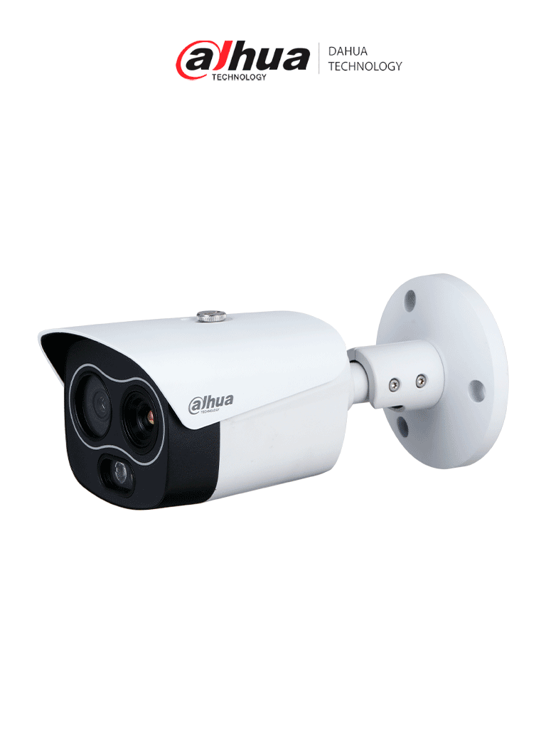 [DHI-TPC-BF1241] DAHUA DHI-TPC-BF1241-B7F8-DW-S8 Mini cámara tipo bala IP térmica de 4MP/ con IA: detección de calor, clasificación de personas/vehículos/ detección de humo/ Fusión de imagen dual, PoE, IP67,/ rango de medición de –20°C a +550°C /