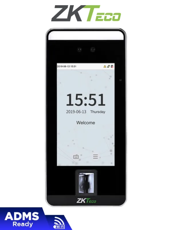 [SPEEDFACE-V5L P WIFI] ZKTECO SpeedFaceV5LWIFI - Control de Acceso y Asistencia Visible Light con Autenticación Facial (6000 Rostros), Huella Digital BioID+ (6000), Tarjeta ID 125 KHz, Soporta 200,000 Eventos y Conectividad TCP/IP o WiFi