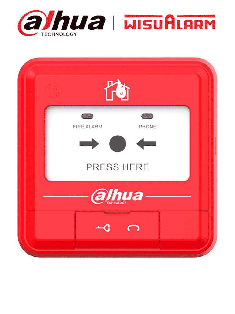 DAHUA WISUALARM DHI-HY-C121 - Estacion Manual de Alarma de Emergencia Convencional/ 2 Hilos sin Polaridad/ Cumple con Norma EN54-11:2001 Pruebas EMC/ Alarma Visual/