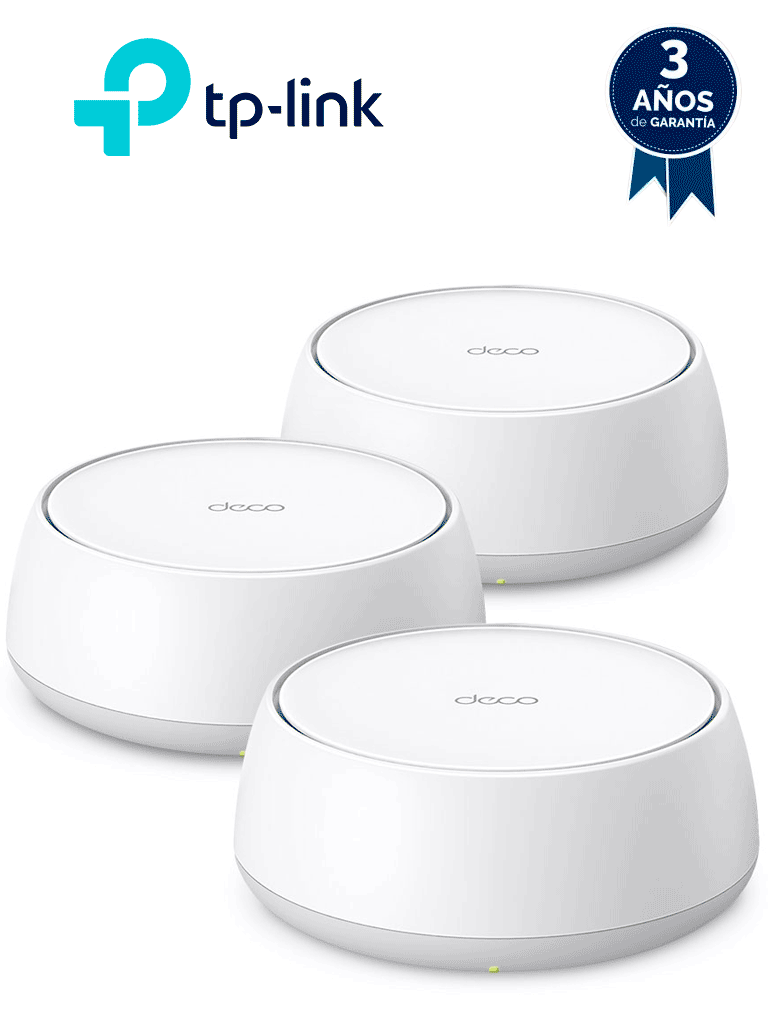 [DECO BE25(3-PACK)] TP-LINK DECO BE25(3-PACK)- Sistema Mesh WiFi 7 , Wi-Fi 7 de Triple Banda de 3.6Gbps , 2 puertos 2.5Gbps , Multi-Link Operation (MLO) , Protección con HomeShield, AI-Roaming , compatible con Alexa y Google Home.