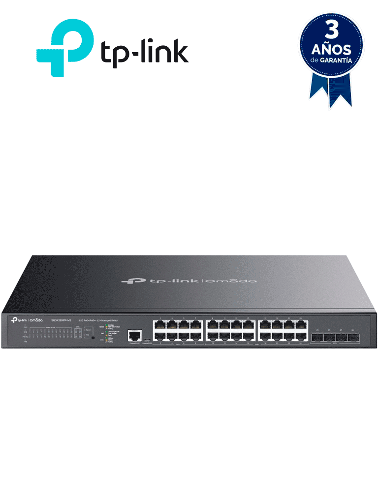 [SG3428XPP-M2] TP-LINK TL-SG3428XPP-M2 -Switch OMADA administrable de 24 puertos RJ45 2.5GbE POE , 4 Puertos SFP+ 10G , 500W de suministro POE , Administración en la nube con Omada.