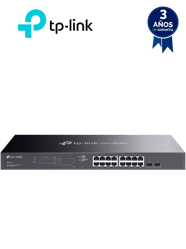 [TL-SG2218P] TP-LINK TL-SG2218P - Switch inteligente de 16 puertos POE+ Gigabit JetStram , 2 puertos SFP , POE  802.3at/af , 150W totales , Gestión centralizada con OMADA , soporta QoS L2/L3/L4 y snooping IGMP , IPV6 , ACL , DHCP Snooping, 802.1X.