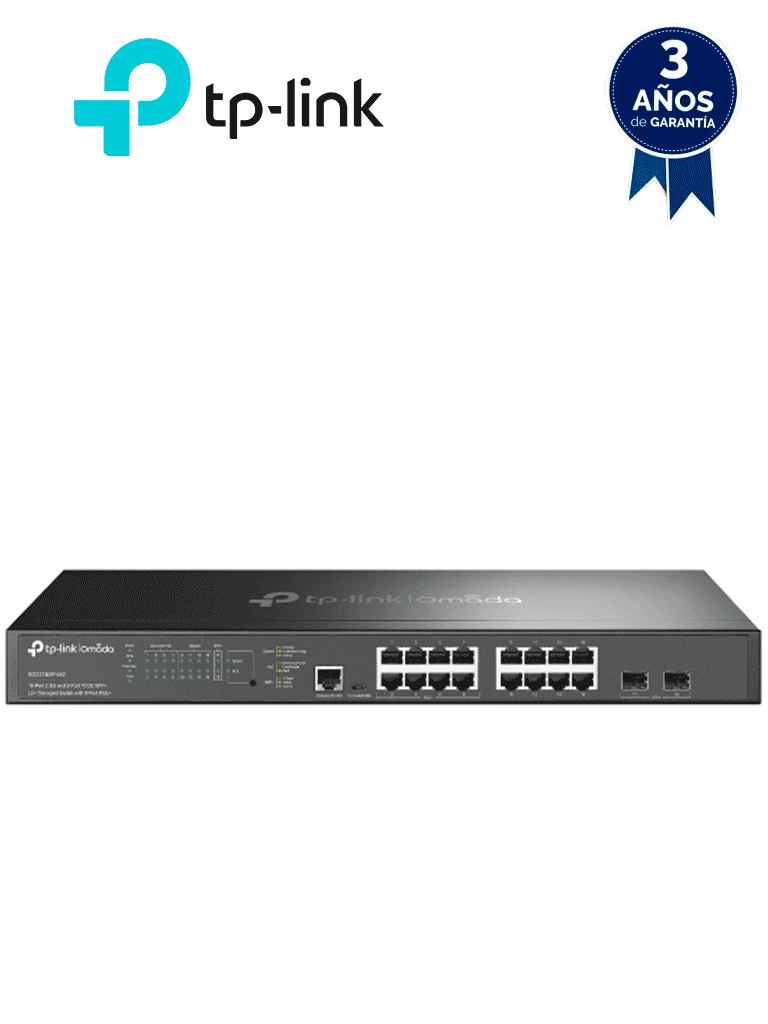 TP-LINK SG3218XP-M2 - Switch L2+ Omada PoE+ / 16 Puertos MultiGigabit 2.5G / 8 Puertos 2.5G Sin PoE / 8 Puertos PoE+ 2.5G / 2 Puertos SFP+ 10G / Administración Centralizada Omada o Stand-Alone / Multicast IGMP / Presupuesto PoE 240W / Montaje en Rack.