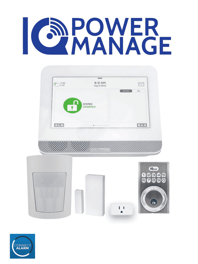 [QOLSYS IQ4 HUB POWER MANAGE AUTOMATION KIT] QOLSYS IQ4 HUB POWER MANAGE Automation KIT - Paquete que contiene Sistema IQ 4 HUB POWER MANAGE, con pantalla táctil de 7",  1 sensor PIR inalámbrico PGP9914, 1 sensor magnético inalámbricos PG9303, 1 enchufe inteligente y una cerradura Power G