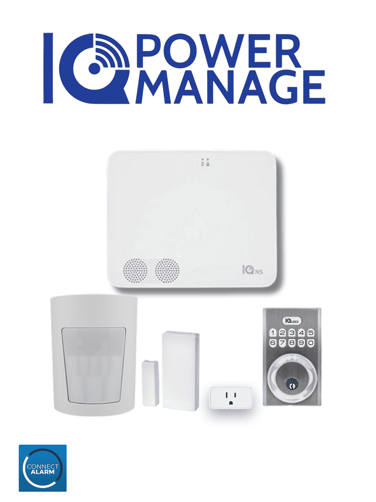 [QOLSYS IQ4 NS POWER MANAGE AUTOMATION KIT] QOLSYS IQ4 NS POWER MANAGE Automation KIT - Paquete que contiene Sistema IQ 4 NS POWER MANAGE, 1 sensor PIR inalámbrico PGP9914, 1 sensor magnético inalámbrico PG9303, 1 enchufe inteligente y una cerradura power G
