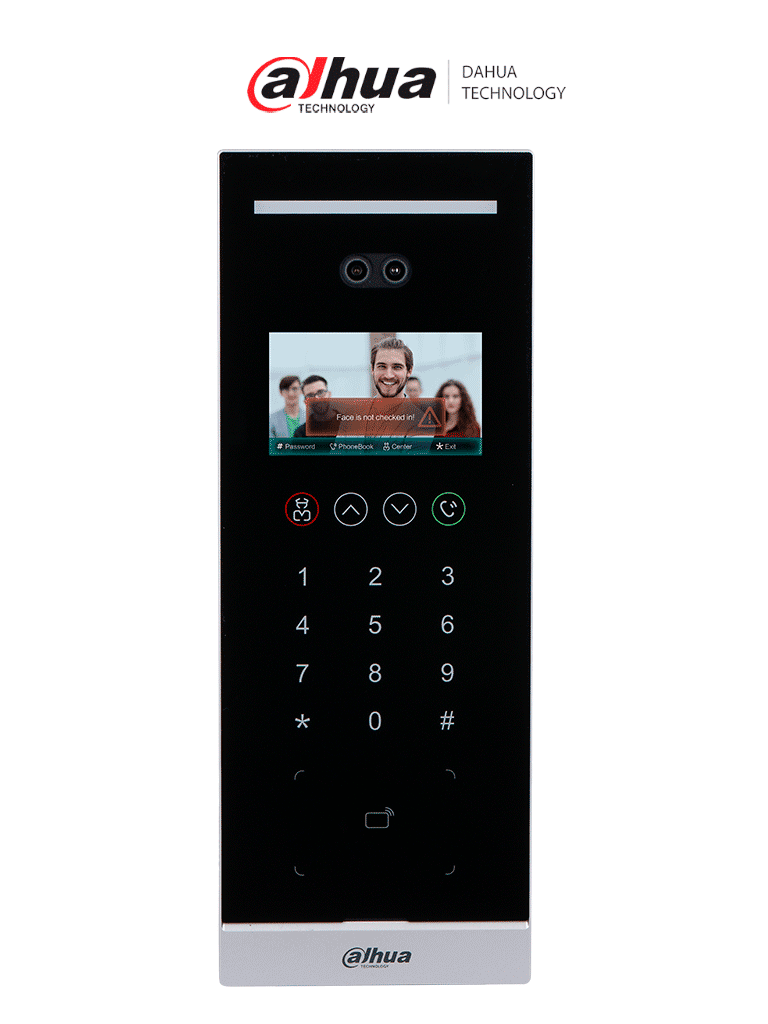 DAHUA DHI-VTO6531H-S2 - Frente de calle departamental IP con reconocimiento facial / Pantalla LCD de 4.3" / Cámara de 2MP HD / 40,000 usuarios / 20,000 rostros / 20,000 tarjetas IC  / Salida de 12V 500mA   No incluye caja de montaje