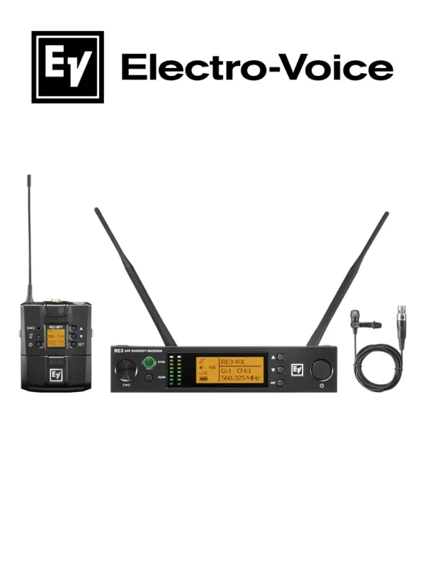 ElectroVoice M_RE3BPCL6M - Set de Micrófono Inalámbrico RE3 / Lavalier Cardioide CL3 / 653-663MHz