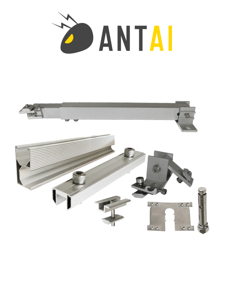 [ANTAI STFLTRF - KIT DE ESTRUCTURA DE ALUMINIO PARA 2 MÓDULOS] ANTAI STFLTRF - Kit de estructura de aluminio para 2 módulos con inclinación de 15º a 30º en vertical / Para 2 paneles no incluidos