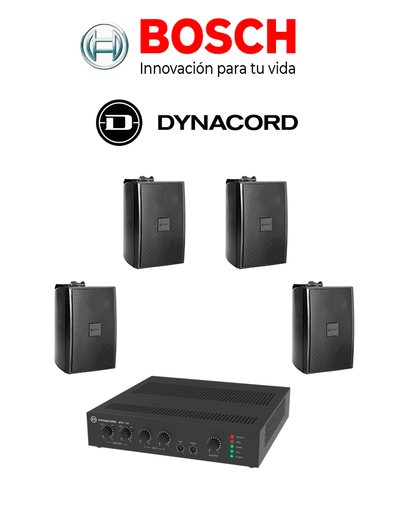 [KIT U60-4UC15-B] BOSCH M_KITU604UC15B - Kit de Audio / Amplificador Mixer 60W / 4 Bocinas 15W Negras