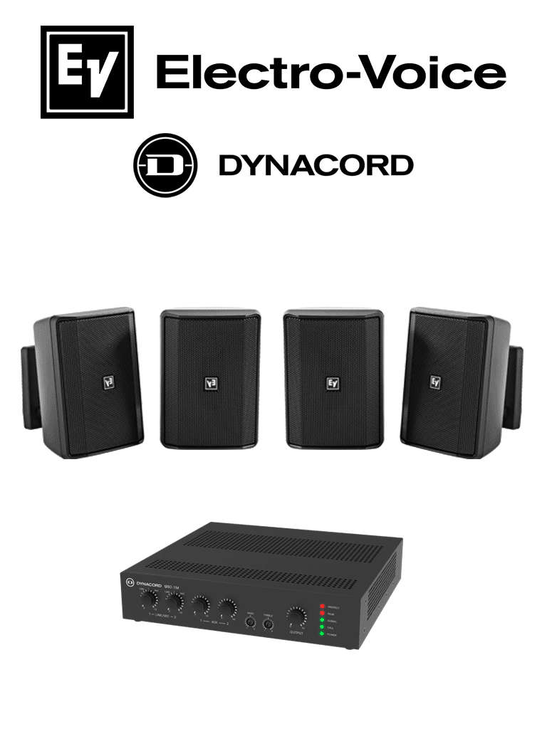 [KIT U60-2EVID-S] ElectroVoice M_KITU602EVIDS - Kit de Audio / Amplificador Mixer 60W / 4 Altavoces EVID-S 15W Negras