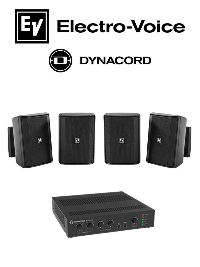 [KIT U120-2EVID-S] ElectroVoice M_KITU1202EVIDS - Kit de Audio / Amplificador Mixer 120W / 4 Altavoces EVID-S 15W Negras