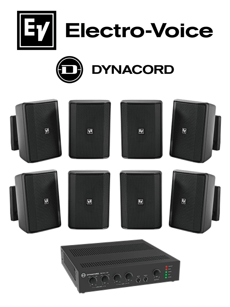 [KIT U240-4EVID-S] ElectroVoice M_KITU2404EVIDS - Kit de Audio / Amplificador Mixer240W / 8 Altavoces EVID-S 15W Negras