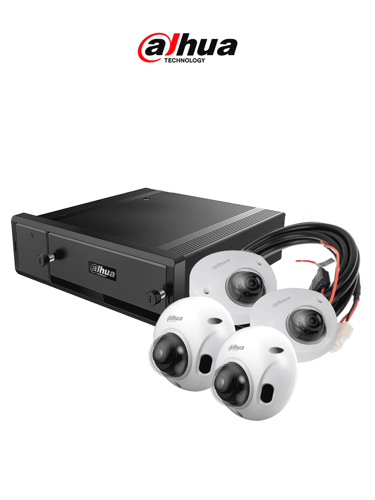 [DAHUA AUTOBÚS INTELIGENTE] DAHUA AUTOBÚS INTELIGENTE - Paquete de solución móvil IP que incluye: 1 grabador móvil IP de 8 canales, 2 cámaras IP para conteo de personas, 2 cámaras IP domo de 2 MP y el cable extensor de alimentación, Mobile Center