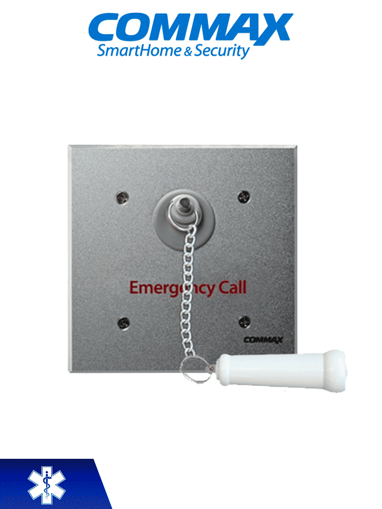 [ES-420] COMMAX ES420 - Botón de emergencia con cadena para sistema de llamado de enfermería / Uso en regaderas, con protección contra agua / Conexión con JNS4CS a 2 hilos / Activa luz de corredor