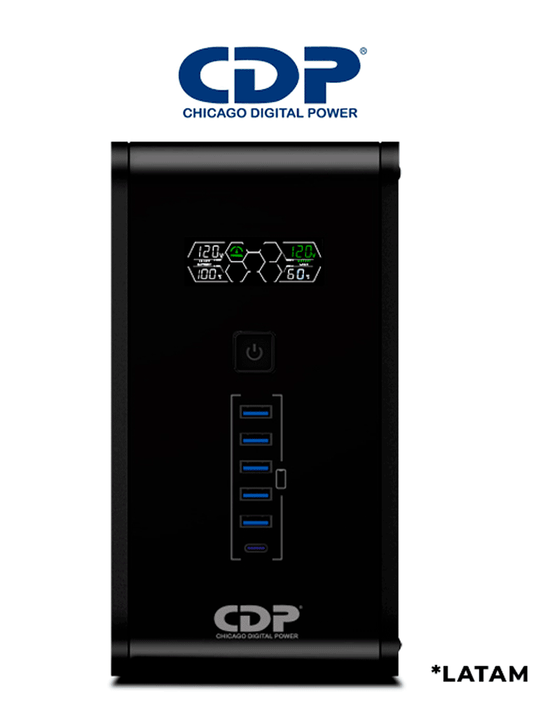 [R-SMART1210] CDP R-Smart1210 - UPS / 1200VA / 720W / Pantalla  LCD / 10 Terminales de salida / 5 Contactos con respaldo y AVR / 5 con supresión de picos