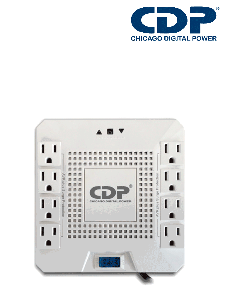 [R-AVR1808] CDP R-AVR1808 - Regulador para equipos electrónicos de alto consumo, 1800VA / 1000W, con 8 tomas y protección.