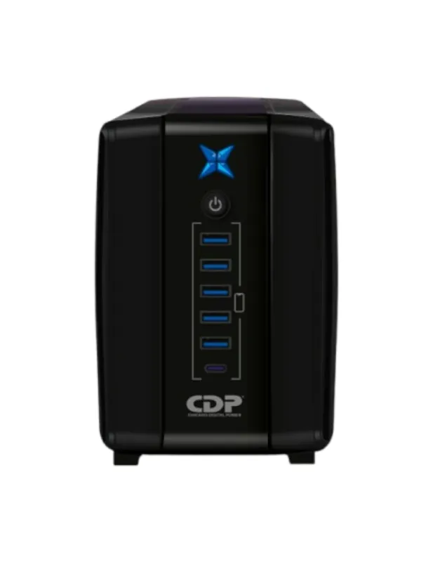 [R-UPR758] CDP R-UPR758 - UPS Interactivo de 750VA / 375W con 8 terminales de salida: 4 con respaldo y 4 con supresión de picos. Incluye batería de 12V 7AH, libre de mantenimiento.