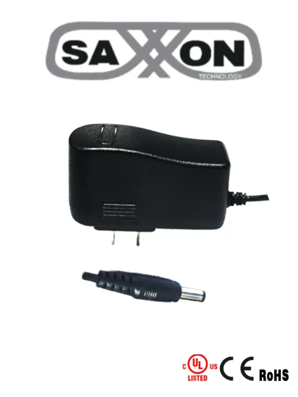 [PSU12015-E] SAXXON PSU12015E - Fuente de Poder Regulada de 12 Vcc 1.5 Amperes/ Conector Macho/ Especial para Camaras de CCTV/ Usos Multiples/