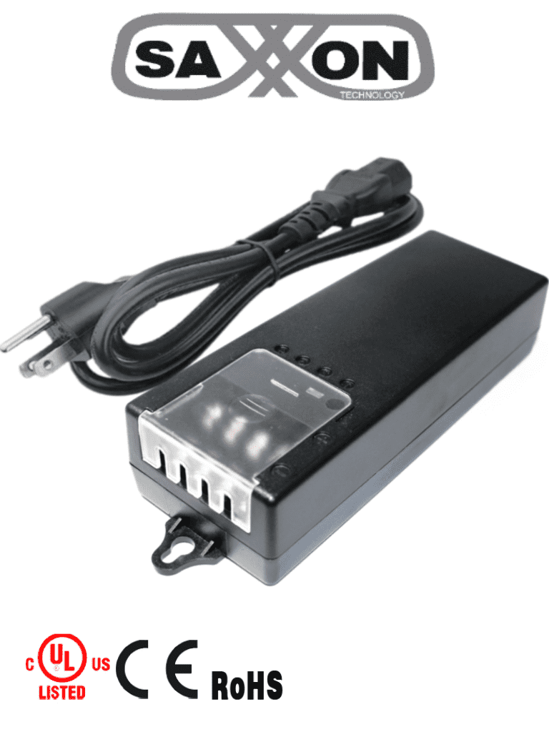 [PSU1250-D4-D] SAXXON PSU1250D4D - Fuente de Poder de Poder de 4 Canales 12 Vcc 5 Amperes/ 1.25 Amper por Canal/ Color Negro/  Entrada 100 V ca - 240 V ca/ Con Protección de Descargas/