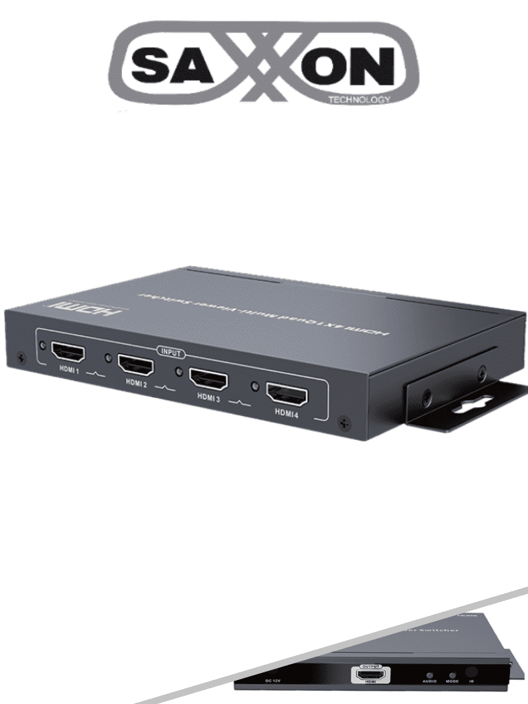 [LKV401MS] SAXXON LKV401MS- Switch de Video HDMI Multivista para 4 Entradas y 1 Salida/ Resolución 1080p@60Hz/ Múltiples Modos de Vista: Modo Dual y 3 Modos Cuádruples/ Muestra el Video de 4 Dispositivos en un Monitor