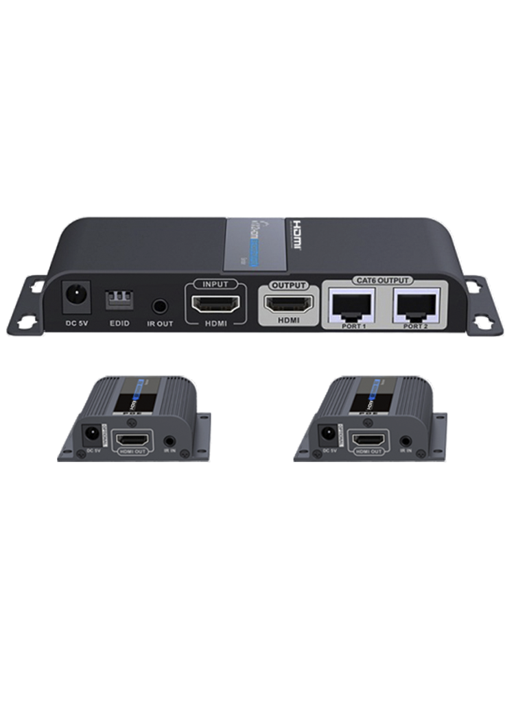 [LKV712PRO] SAXXON LKV712PRO- Kit extensor HDMI de 2 Puertos/ Hasta 40 metros/ CAT6/ 6A/ 7/ Resolucion 1080p/ loop HDMI/ Transmisor IR/ Plug and play