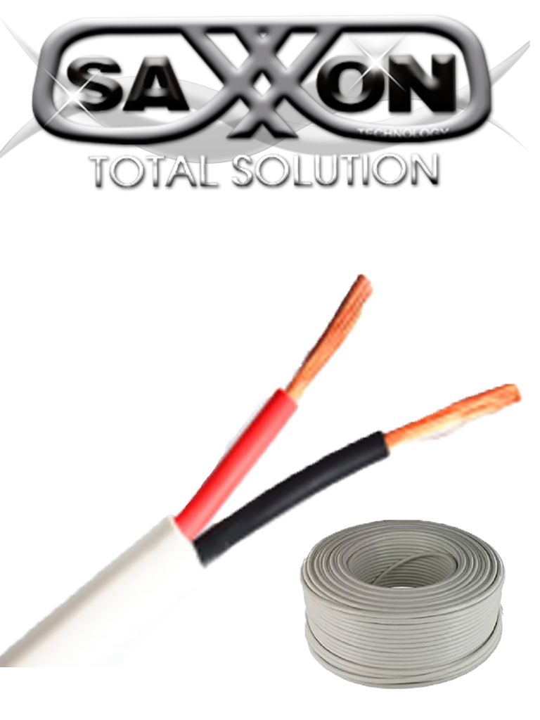 [OWAC2100J] SAXXON OWAC2100J - Cable de alarma / 2 Conductores / CCA/ Calibre 22  AWG / 100 Metros / Recomendable para control de acceso / Videoportero / Audio / Reforzado