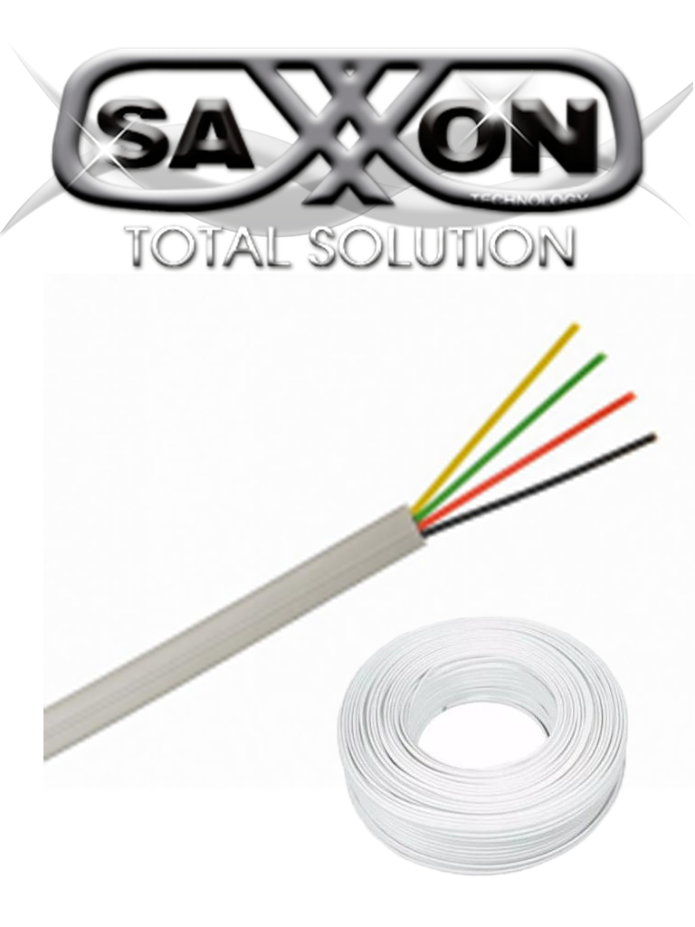 [OWAC4100J] SAXXON OWAC4100J - Cable de alarma / 4 Conductores / CCA/ Calibre 22  AWG / 100 Metros / Recomendable para control de acceso / Videoportero / Audio / Reforzado