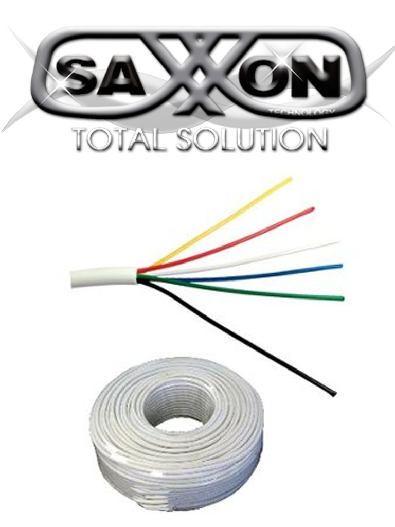 [OWAC6100J] SAXXON OWAC6100J - Cable de alarma / 6 Conductores / CCA/ Calibre 22  AWG / 100 Metros / Recomendable para control de acceso / Videoportero / Audio / Reforzado