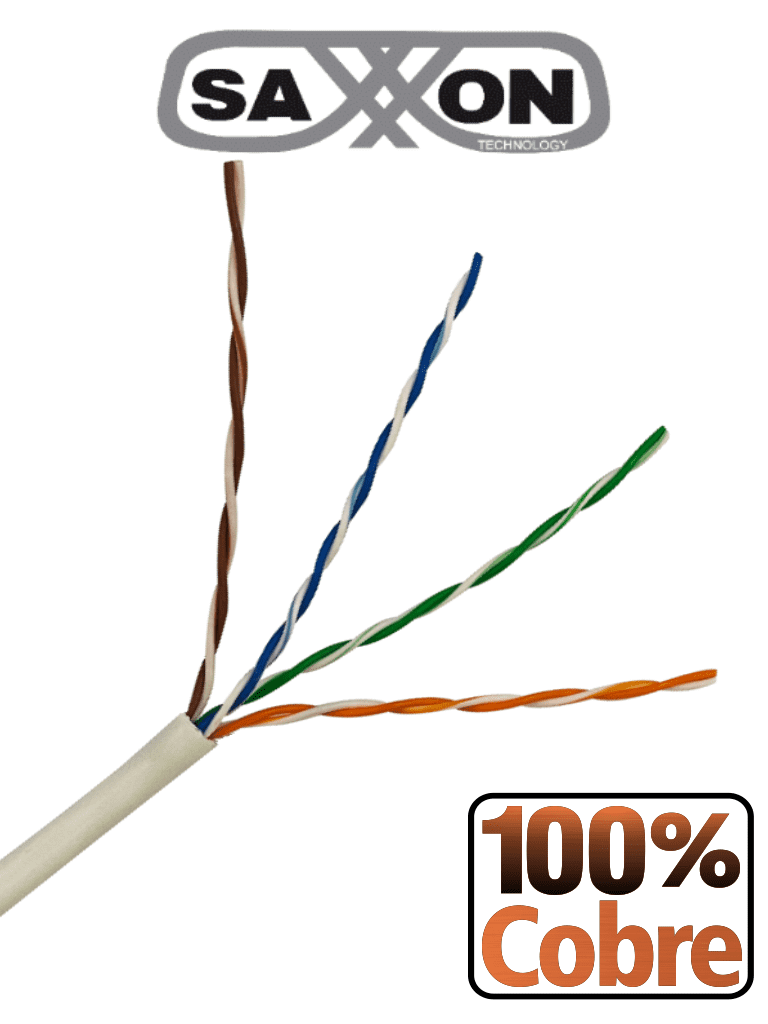 [OUTP6COP305BC] SAXXON OUTP6COP305BC - Bobina de cable UTP Cat6 100% cobre, 305 metros, bobinado REELEX, color blanco, para uso interior, con 4 pares, soporta pruebas de rendimiento, certificaciones UL444, ISO9001 y RoHS.