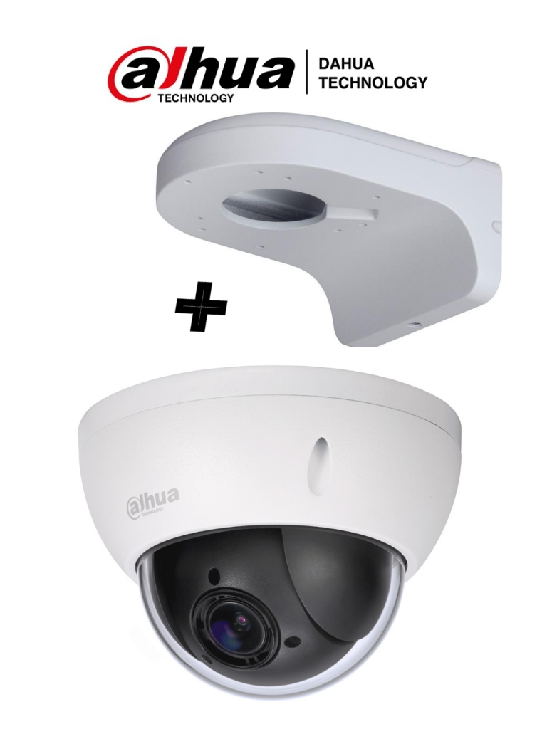 [SD22204IGCPAK] DAHUA SD22204IGCPAK - Camara mini PTZ de 2 MP  HDCVI / 4X Zoom óptico con brazo de pared PFB203W incluido