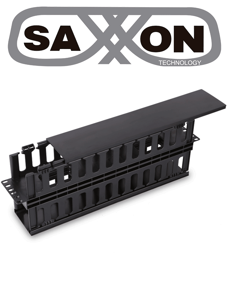 [J606-10] SAXXON J60610 - Organizador de cable horizontal para rack / Doble lado / Plastico / 2U