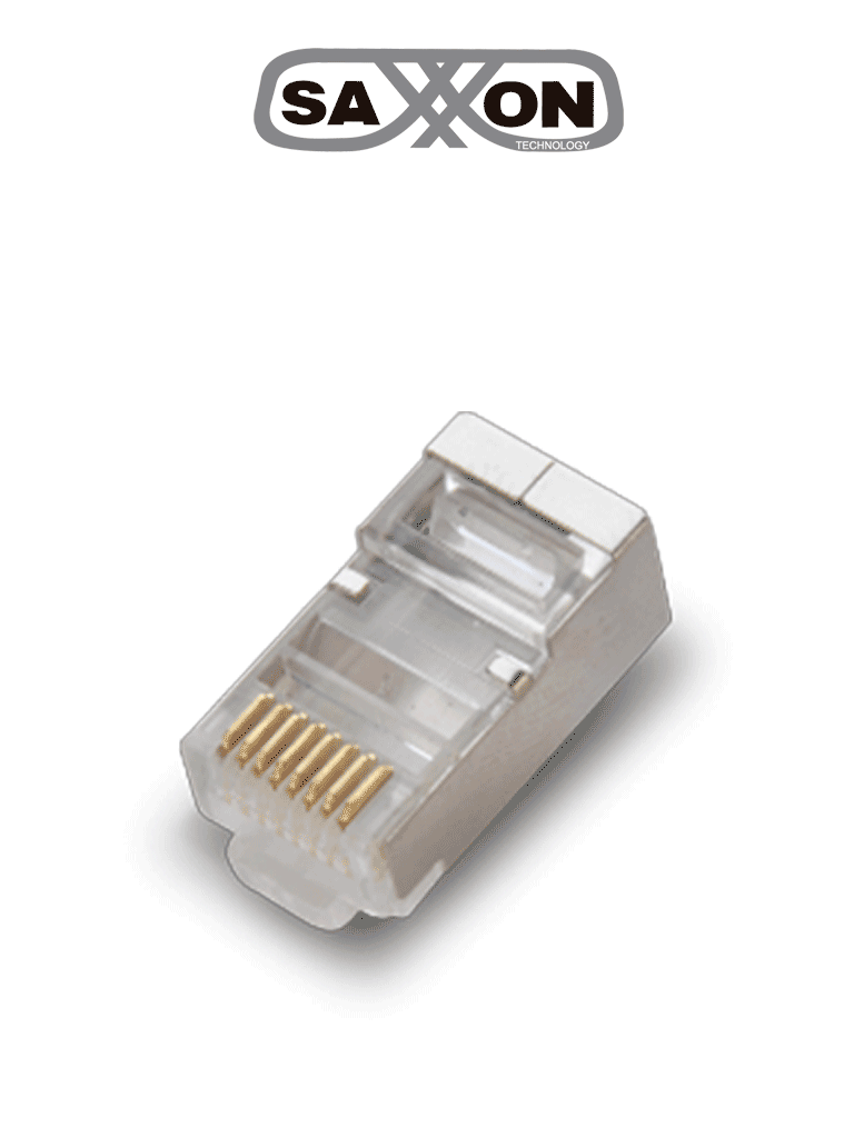 [S901E] SAXXON S901E - Conector plug RJ45 para cable UTP con guía / CAT 6 / Blindado / Paquete 100 piezas
