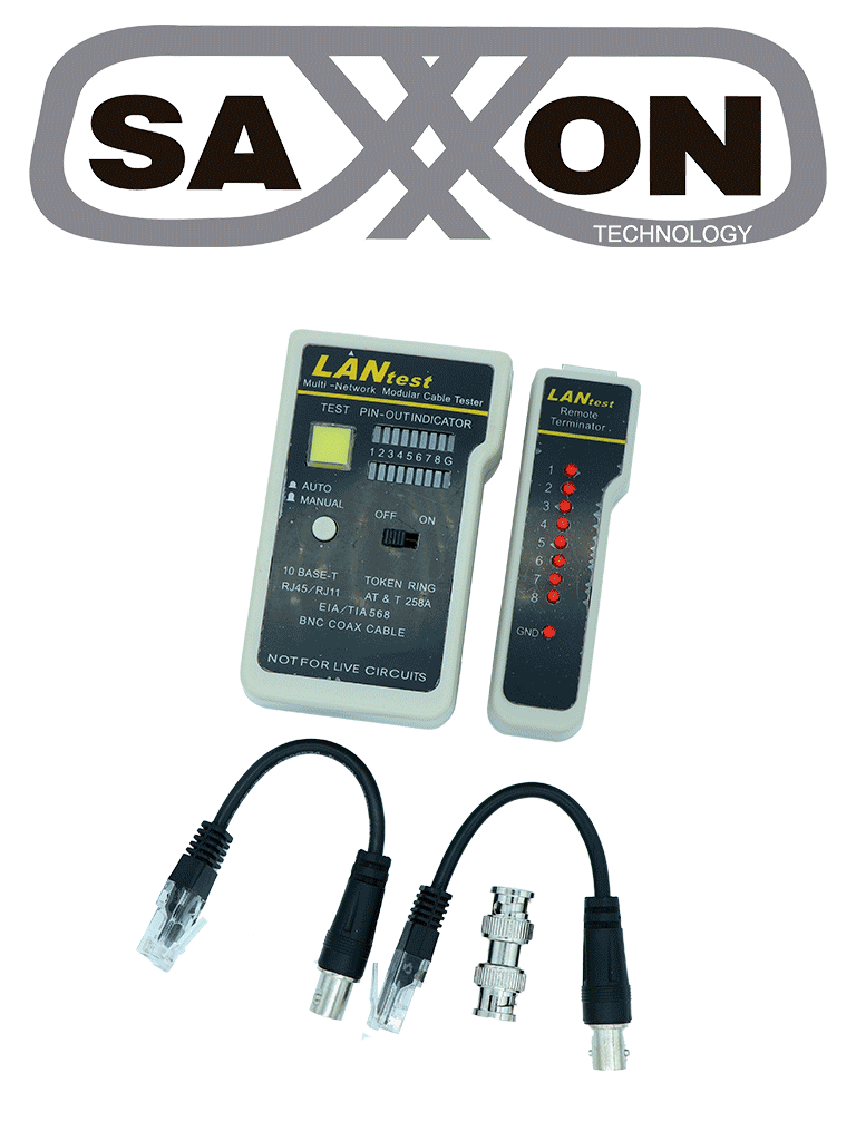 [G288] SAXXON G288 - Probador de cables / Conectores RJ45 / BNC / RJ11