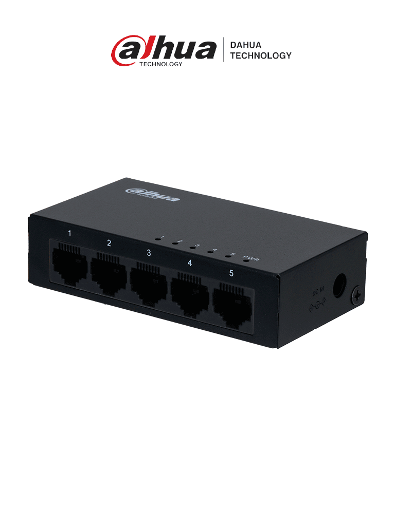 [DH-PFS3005-5GT] DAHUA PFS3005-5GT - Switch Gigabit de 5 Puertos No Administrable/ Capa 2/ 10/100/1000 Base-T/ Carcasa Metalica/ Switching 10G/ Tasa de Reenvio de Paquetes 7.44 Mbps/ Memoria Bufer de Paquetes 1Mb/ Con Proteccion de Descargas/