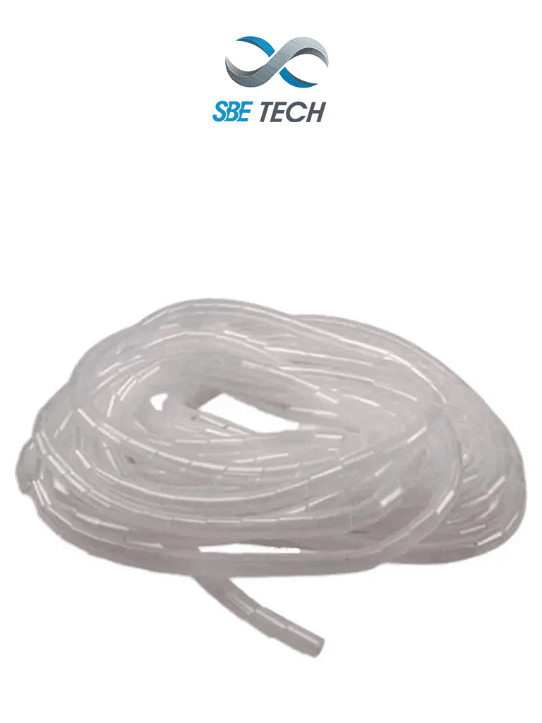 [SBE-ESP12] SBE TECH SBEESP12 - Organizador de cable en espiral blanco, 1/2", 10 metros, en rollo