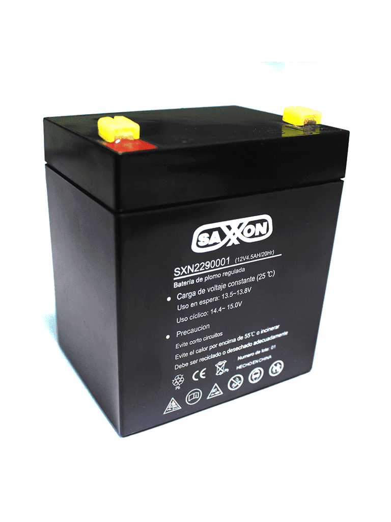 [CBAT45AH] SAXXON CBAT45AH- Bateria de respaldo de 12 volts libre de mantenimiento y facil instalacion / 4.5 AH/ Compatible DSC/ CCTV/ Acceso