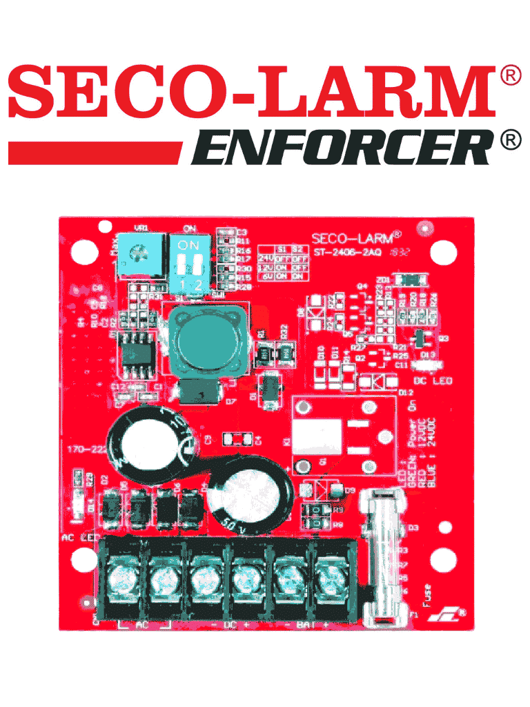 SECO-LARM ST24062AQ -  Fuente de Poder con Cargador Bateria 1.5 amp 6/12/24 VCD