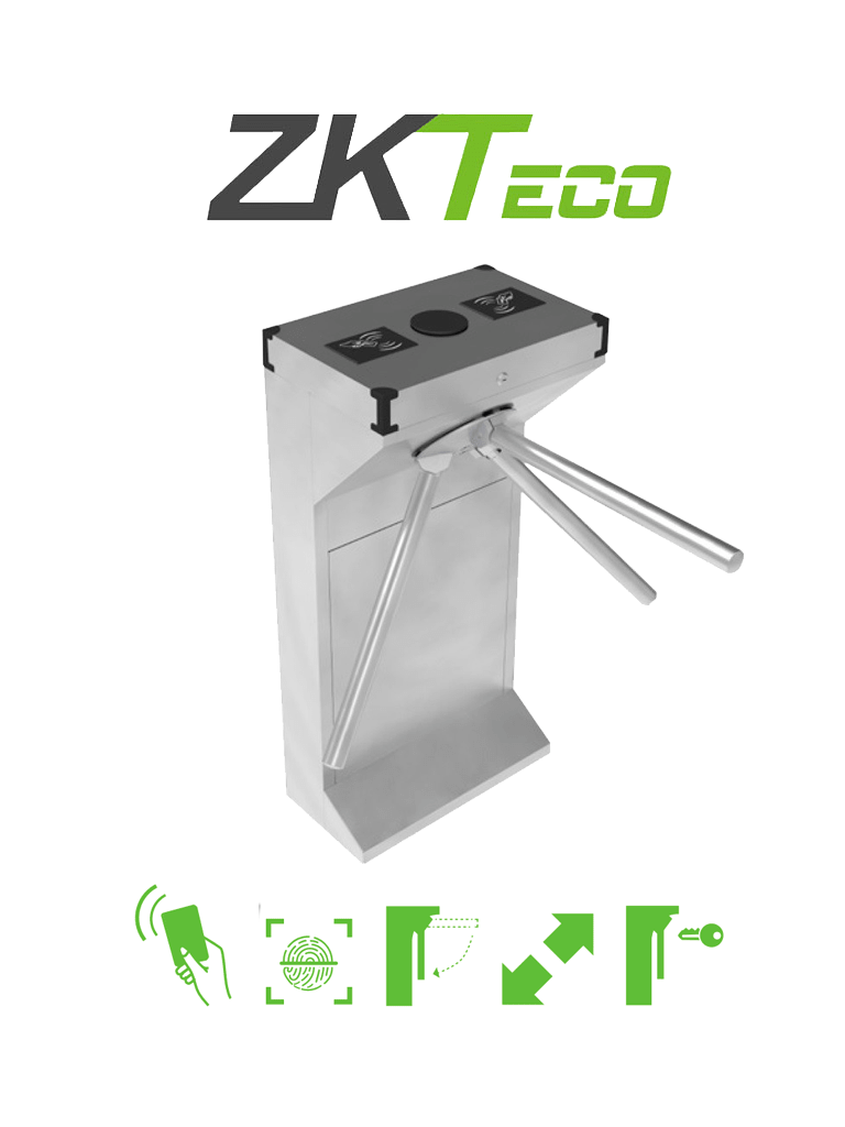 [TS1000-D] ZKTECO TS1000D - Torniquete Bidireccional / Acero SUS304  / 110V / 25 a 30 x Min / Carril 50 cm / Exterior Protegido / 1 millón de Ciclos / No cuenta con Lectores y Panel / Compatible Rostro, Palma, Huella, Tarjeta, QR